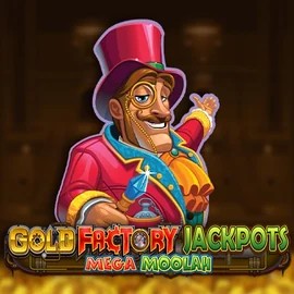 Gold Factory Jackpots Mega Moolah by Aurum Signature Studios, showcased at lamabets.eu – game logo